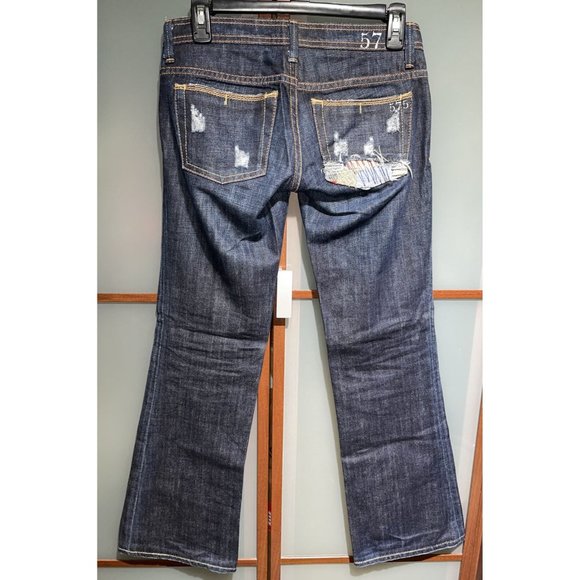 575 Denim California Lifestyle Womens Distressed Patched Bootcut Blue Jeans 25 - Picture 1 of 9